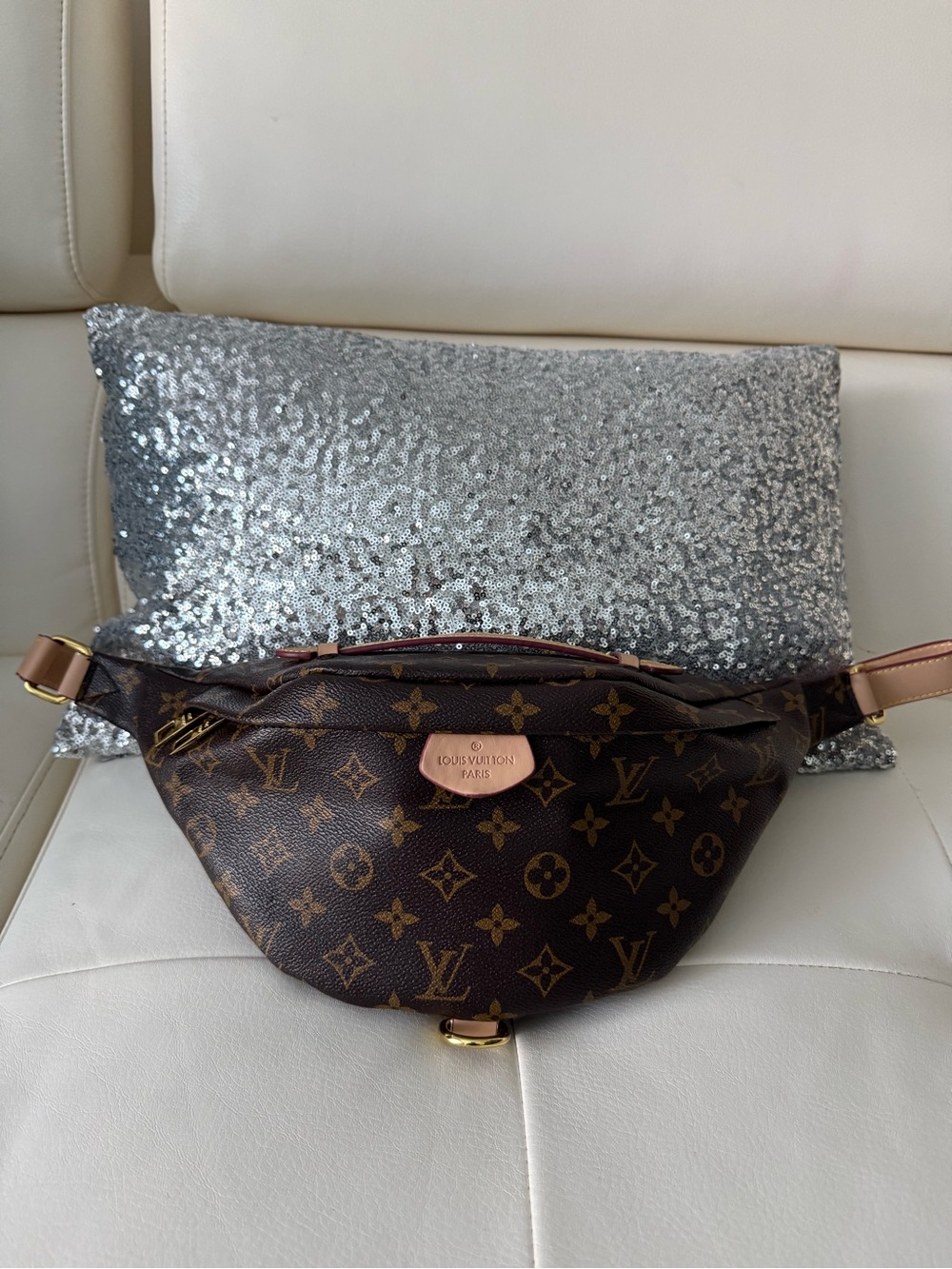 Designer Inspired Brown Monogram Canvas Bum Bag - Brown - Picture 3 of 8